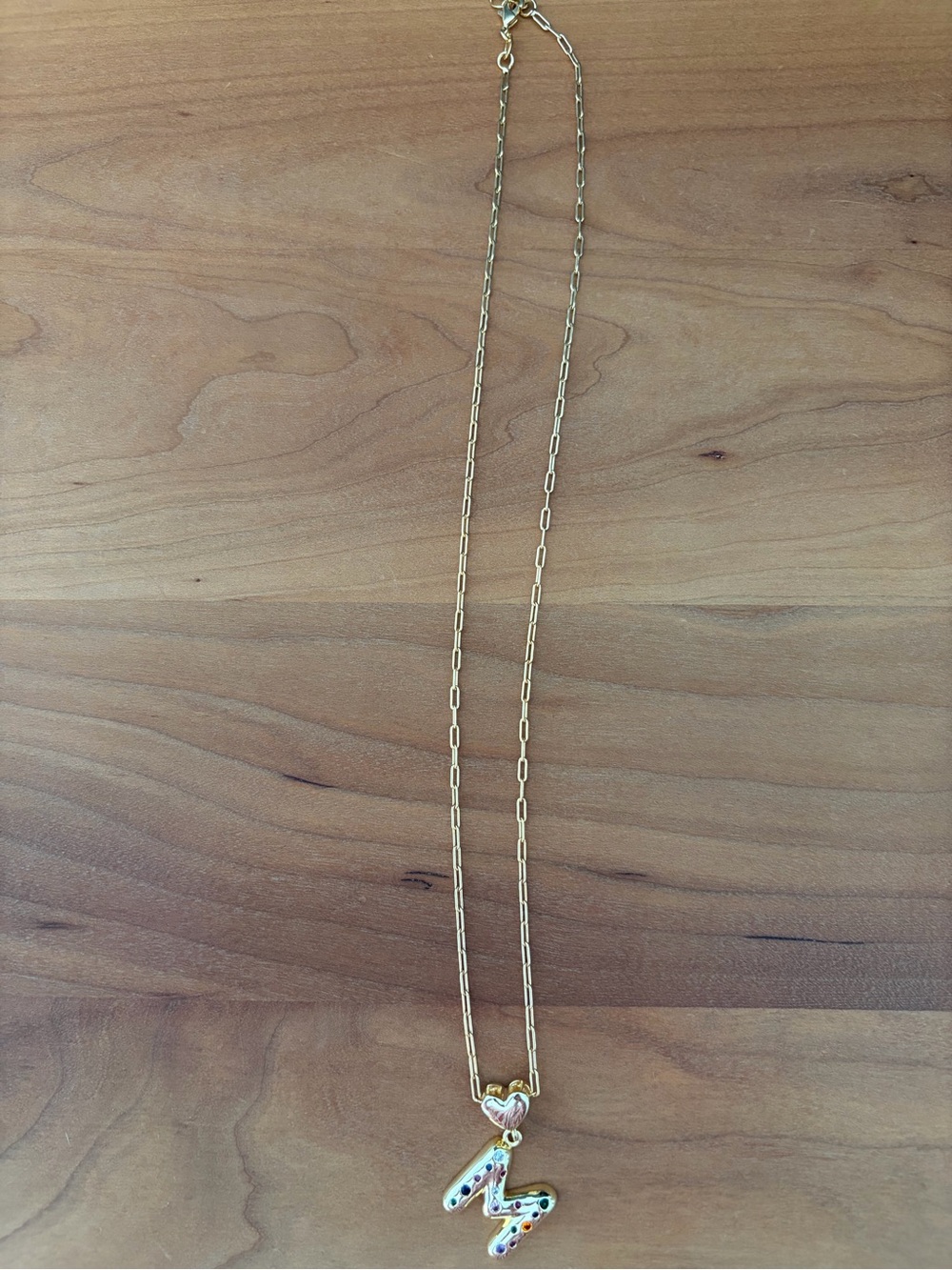 Gold plated Initial 'M' Pendant Necklace with Multicolor Accents